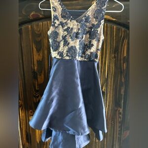Speechless Navy and Cream Floral Kids Dress